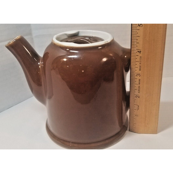 1950's MCM Hall Small Teapot Brown 4.5" Single Serve Restaurant Ware USA - Picture 2 of 6